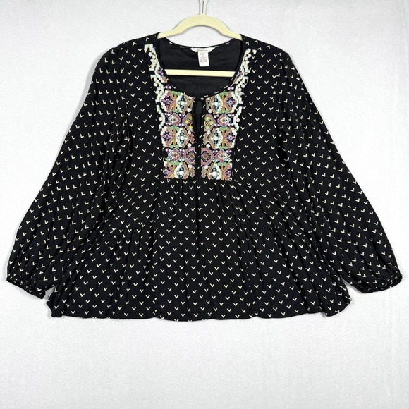 Sundance Tops - Sundance Top Womens Medium Embroidered Babydoll Peasant Blouse Southwest Flowy‎